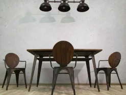 Viadurini Living Design Stühle-Industriedesign Stuhl Holzsitz und Eisengestell, 2 Stück - Delia