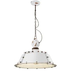 Ferroluce Pendelleuchte Industrial-Industrielle handwerkliche Hängelampe aus Eisen und Keramik - Industriell