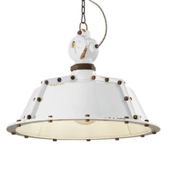 Ferroluce Pendelleuchte Industrial-Industrielle handwerkliche Hängelampe aus Eisen und Keramik - Industriell