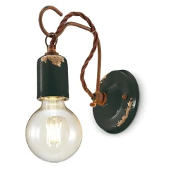 Ferroluce Wandleuchte Industrial-Industrielle handwerkliche Wandlampe aus Eisen und Keramik - Vintage