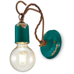 Ferroluce Wandleuchte Industrial-Industrielle handwerkliche Wandlampe aus Eisen und Keramik - Vintage