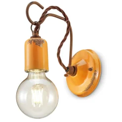 Ferroluce Wandleuchte Industrial-Industrielle handwerkliche Wandlampe aus Eisen und Keramik - Vintage