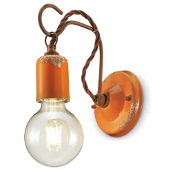 Ferroluce Wandleuchte Industrial-Industrielle handwerkliche Wandlampe aus Eisen und Keramik - Vintage