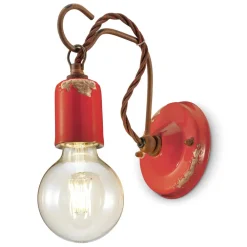 Ferroluce Wandleuchte Industrial-Industrielle handwerkliche Wandlampe aus Eisen und Keramik - Vintage