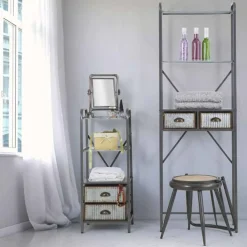 Viadurini Living Badmöbel Hängend-Industrieller Badezimmerschrank aus Eisen im Vintage-Stil mit Schubladen - Pome