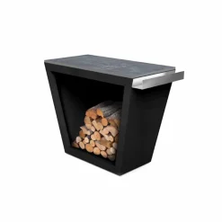 Viadurini in the Garden Kaminholzständer Aus Eisen Und Stahl-Innen- oder Außendesign Holzhalter mit Arbeitsplatte - Esplanade