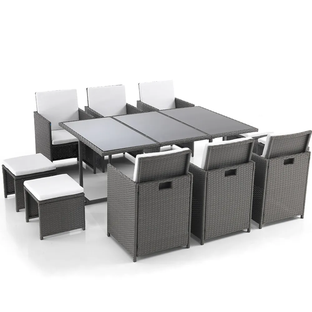 Viadurini in the Garden Gartentische Fest-Innen- und Außentisch mit 6 Stühlen mit verstellbarer Rückenlehne und 4 Hockern – Venir