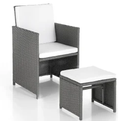 Viadurini in the Garden Gartentische Fest-Innen- und Außentisch mit 6 Stühlen mit verstellbarer Rückenlehne und 4 Hockern – Venir