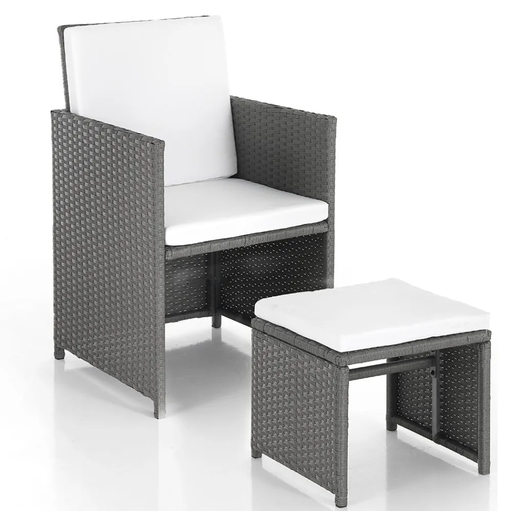 Viadurini in the Garden Gartentische Fest-Innen- und Außentisch mit 6 Stühlen mit verstellbarer Rückenlehne und 4 Hockern – Venir