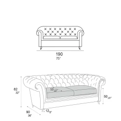 Viadurini Living Moderne Sofas-Innensofa mit Holzfüßen und Metallrädern Made in Italy - Giocoso