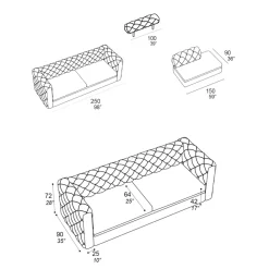 Viadurini Living Moderne Sofas-Innensofa mit verstellbarer Kopfstütze Made in Italy - Unleashed