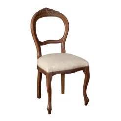 Viadurini Classic Klassische Stühle-Innenstuhl aus beigem Stoff und patinierter Walnussstruktur, hergestellt in Italien – Falco