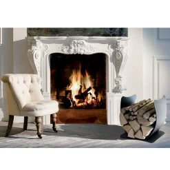 Viadurini Fire Design Kaminholzständer Aus Eisen Und Stahl-Interner Brennholzhalter aus lackiertem Stahl Made in Italy - Leopoldo