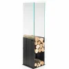 Viadurini Fire Design Kaminholzständer Aus Eisen Und Stahl-Interner Brennholzhalter Moderne aus Stahl und Glas Made in Italy - Mistral