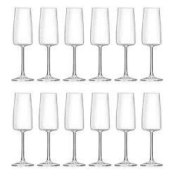 Viadurini Kitchen Italienisches Kristallgeschirr-Italienisches Minimal Eco Crystal Flöte Kelch Set 12 Stück - Primordio