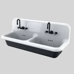 Viadurini Bathroom Vintage Waschbecken|Farbige Waschbecken-Jack Vintage Doppelwaschbecken aus Keramik an der Wand