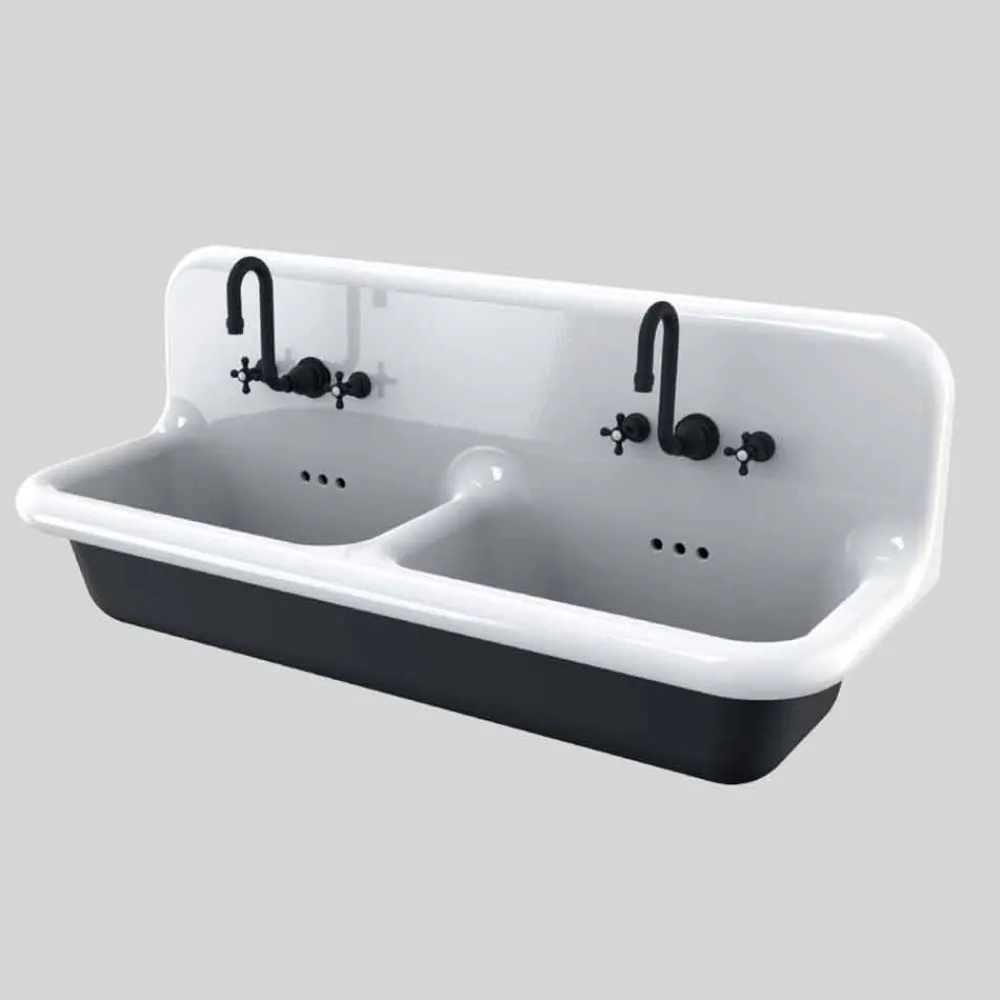 Viadurini Bathroom Vintage Waschbecken|Farbige Waschbecken-Jack Vintage Doppelwaschbecken aus Keramik an der Wand