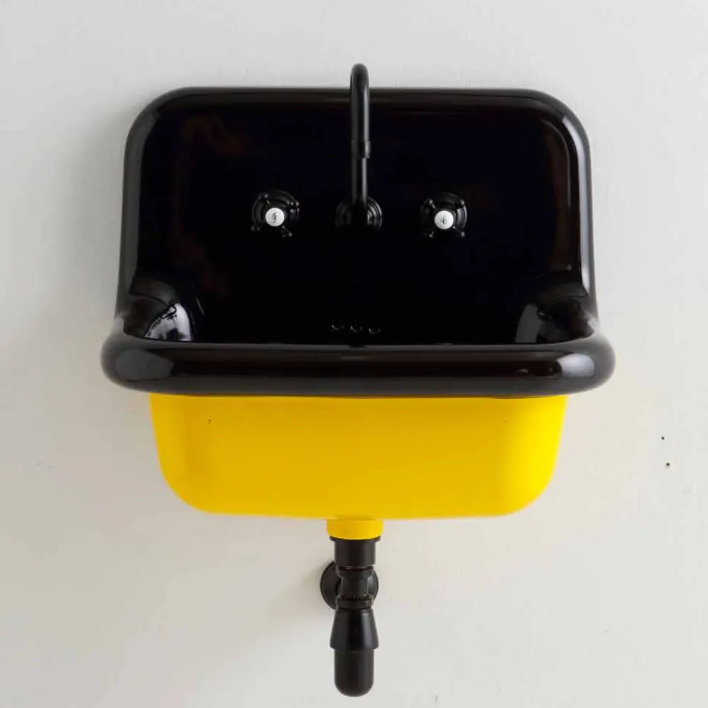 Viadurini Bathroom Vintage Waschbecken|Farbige Waschbecken-Jacob Vintage rechteckige Wand zweifarbige Keramik Waschbecken