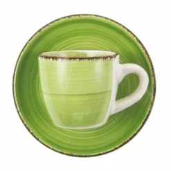 Viadurini Kitchen Tee Set Und Kaffee Set-Kaffeetassen mit Untertasse aus farbigem handbemaltem Steinzeug 12 Stück - Abruzzen