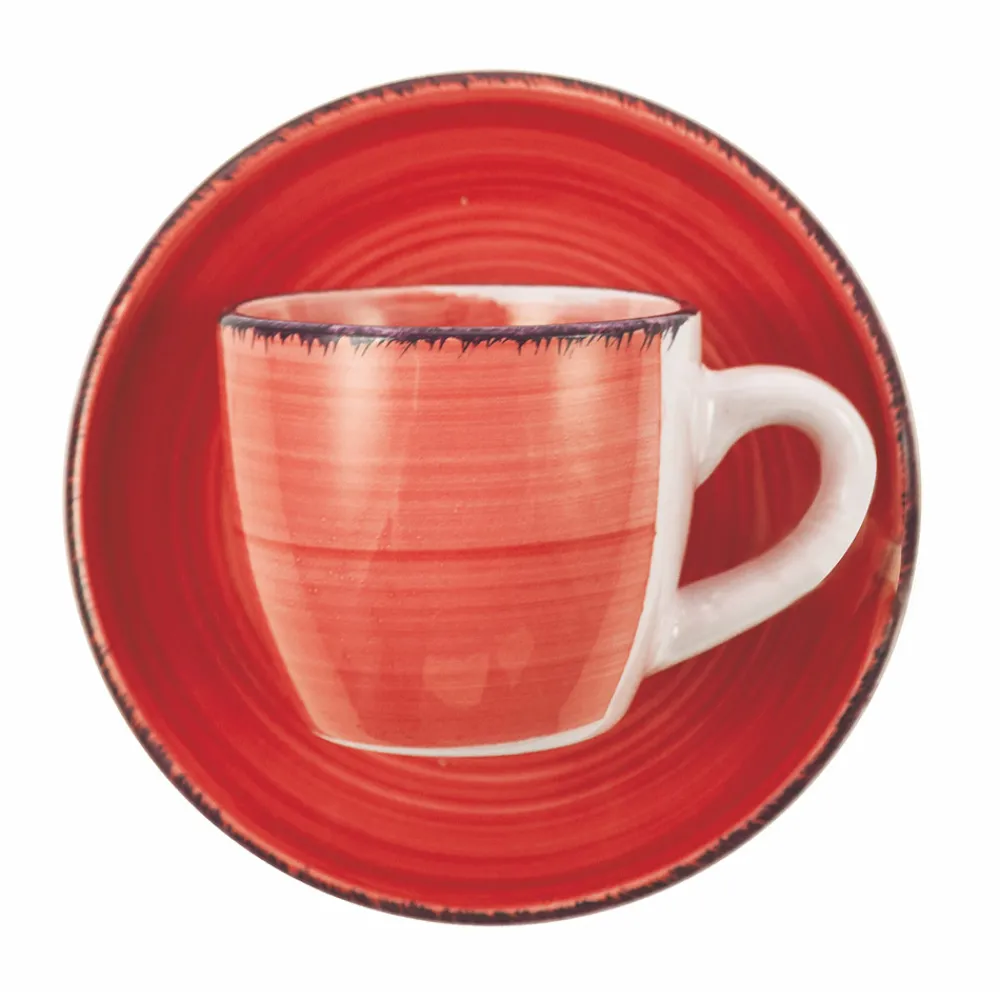 Viadurini Kitchen Tee Set Und Kaffee Set-Kaffeetassen mit Untertasse aus farbigem handbemaltem Steinzeug 12 Stück - Abruzzen