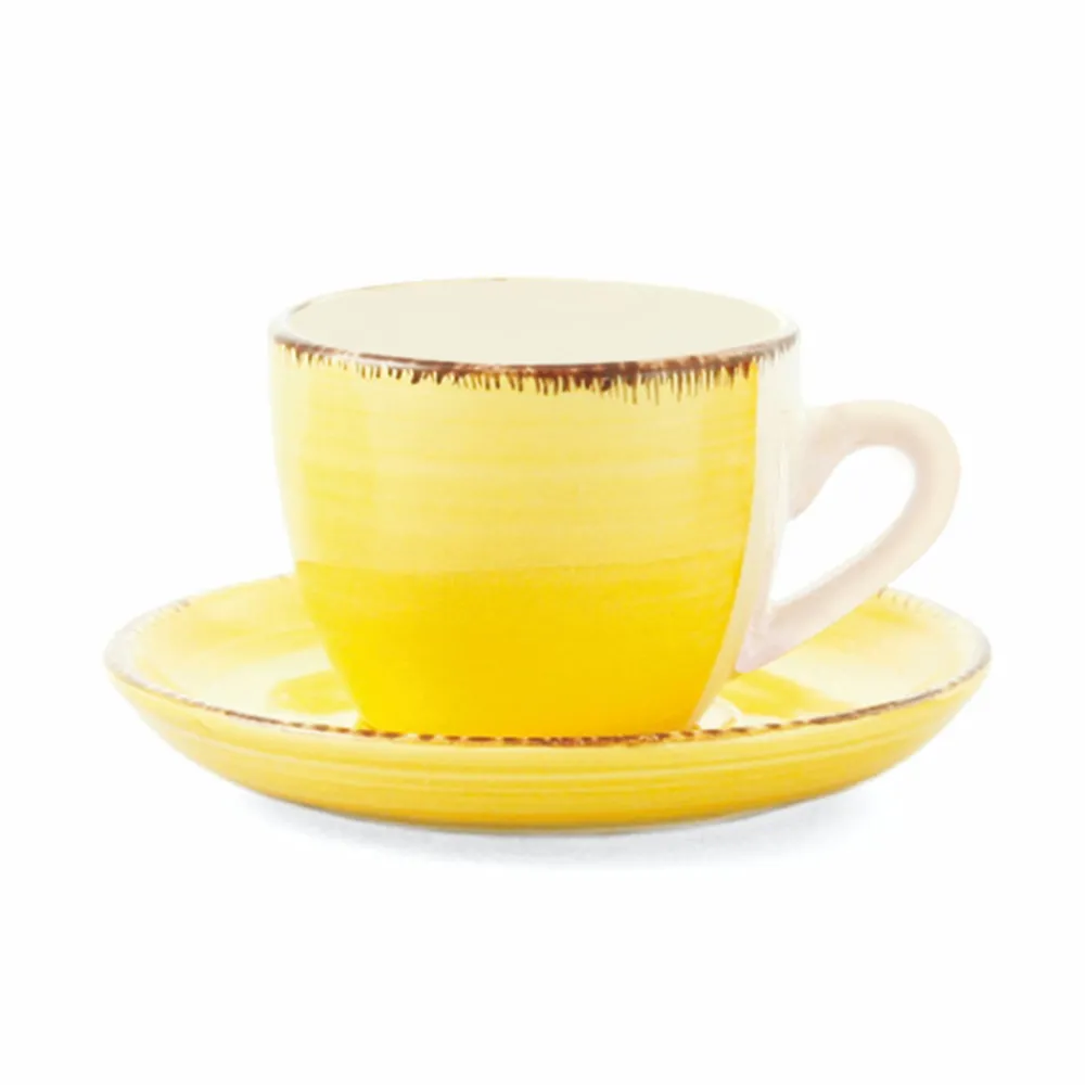 Viadurini Kitchen Tee Set Und Kaffee Set-Kaffeetassen mit Untertasse aus farbigem handbemaltem Steinzeug 12 Stück - Abruzzen