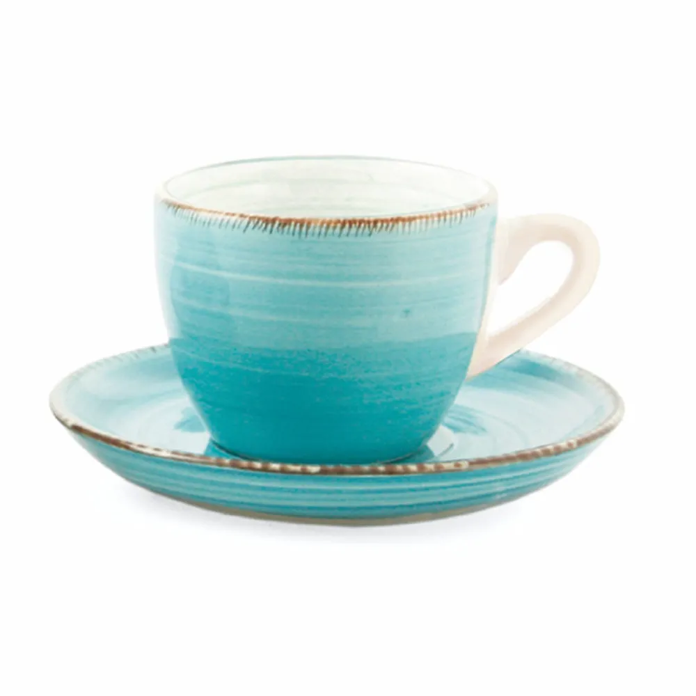 Viadurini Kitchen Tee Set Und Kaffee Set-Kaffeetassen mit Untertasse aus farbigem handbemaltem Steinzeug 12 Stück - Abruzzen