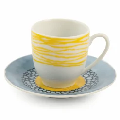 Viadurini Kitchen Tee Set Und Kaffee Set-Kaffeetassen mit Untertasse aus farbigem Porzellan 12 Stück - Hintergrund