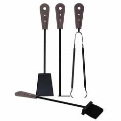 Firestyle Kaminbesteck-Kaminzubehör mit Nilar Lederhaltern, modernes Design