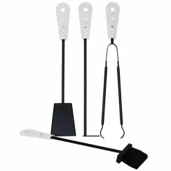 Firestyle Kaminbesteck-Kaminzubehör mit Nilar Lederhaltern, modernes Design