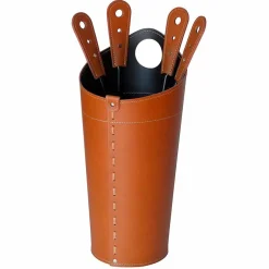 Firestyle Kaminbesteck-Kaminzubehör mit Nilar Lederhaltern, modernes Design