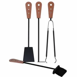 Firestyle Kaminbesteck-Kaminzubehör mit Nilar Lederhaltern, modernes Design