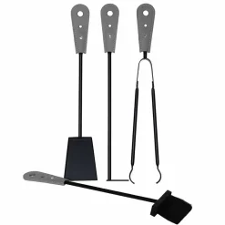 Firestyle Kaminbesteck-Kaminzubehör mit Nilar Lederhaltern, modernes Design