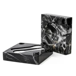 Viadurini Decor Küchenzubehör-Kaviardose mit Löffeln aus Carrara-Marmor Portoro - Jerry