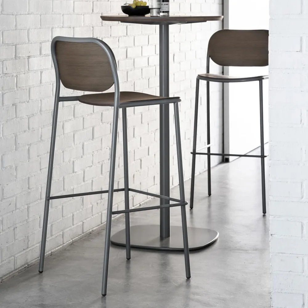 Viadurini Living Küchenhocker-Küchenhocker aus Eichenholz und Metall Made in Italy 2 Stück - Saffia