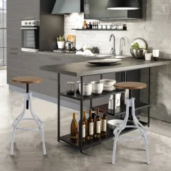 Viadurini Living Küchenhocker-Küchenhocker aus Eichenholz mit Metallstruktur - Salvo