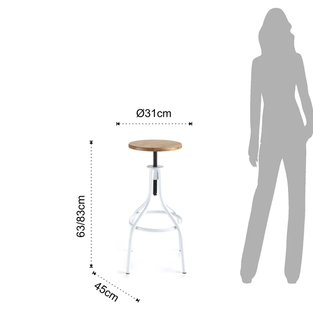 Viadurini Living Küchenhocker-Küchenhocker aus Eichenholz mit Metallstruktur - Salvo