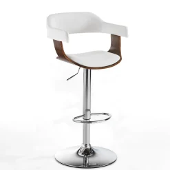Viadurini Living Küchenhocker-Küchenhocker aus Holz, Kunstleder und verchromtem Metall - Pondo