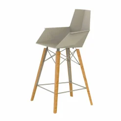 Vondom Barhocker-Küchenhocker mit Armlehnen aus Holz und Kunststoff - Faz Wood von