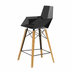 Vondom Barhocker-Küchenhocker mit Armlehnen aus Holz und Kunststoff - Faz Wood von