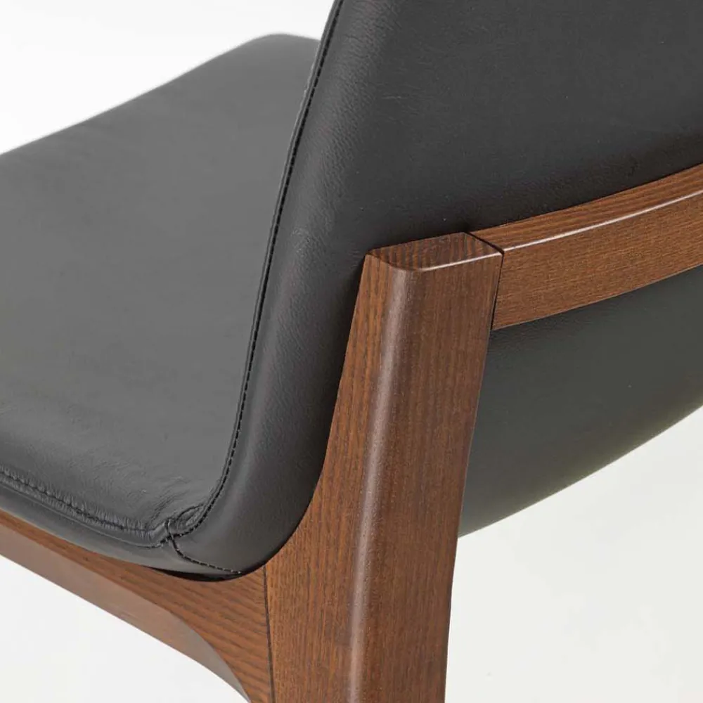 Viadurini Living Küchenhocker-Küchenhocker mit festem Design aus Leder und Holz, hergestellt in Italien – Rocco