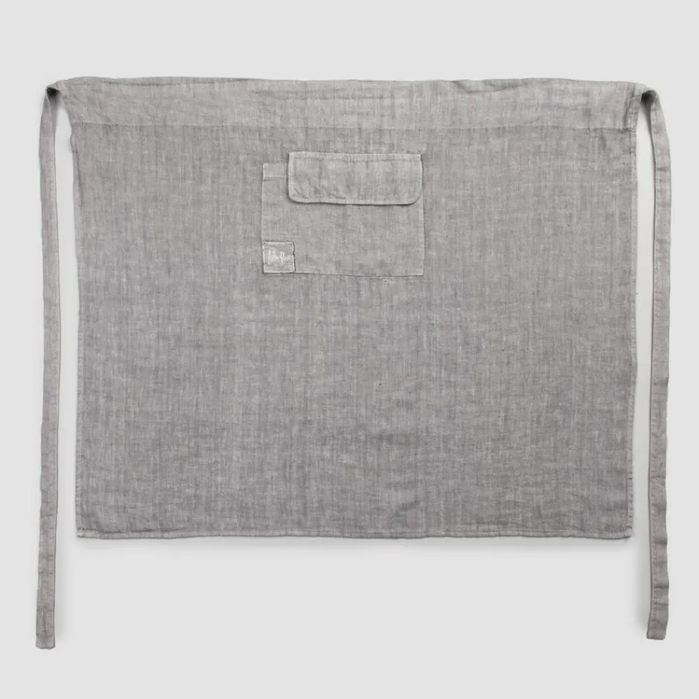Viadurini Textile Küchen Schürzen-Küchenschürze in Anthrazitgrau Leinen Low Model mit Pocket - Flick