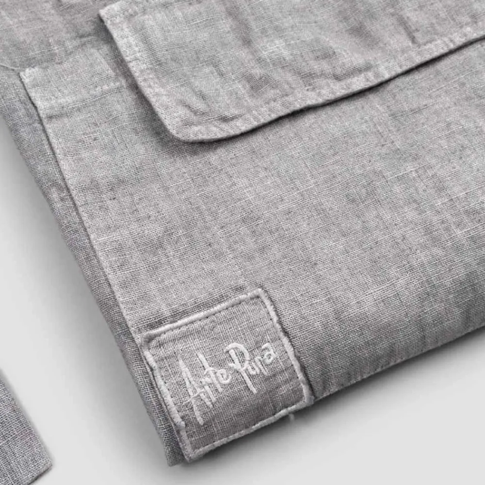 Viadurini Textile Küchen Schürzen-Küchenschürze in Anthrazitgrau Leinen Low Model mit Pocket - Flick