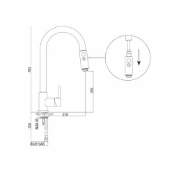 Viadurini Taps Küchenarmaturen-Küchenspülenmischer mit verstellbarem Schlauch und Handbrause Made in Italy - Cormo