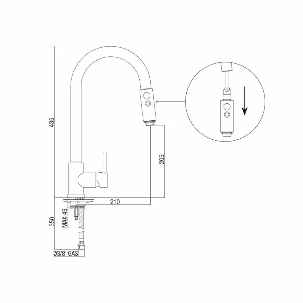 Viadurini Taps Küchenarmaturen-Küchenspülenmischer mit verstellbarem Schlauch und Handbrause Made in Italy - Cormo