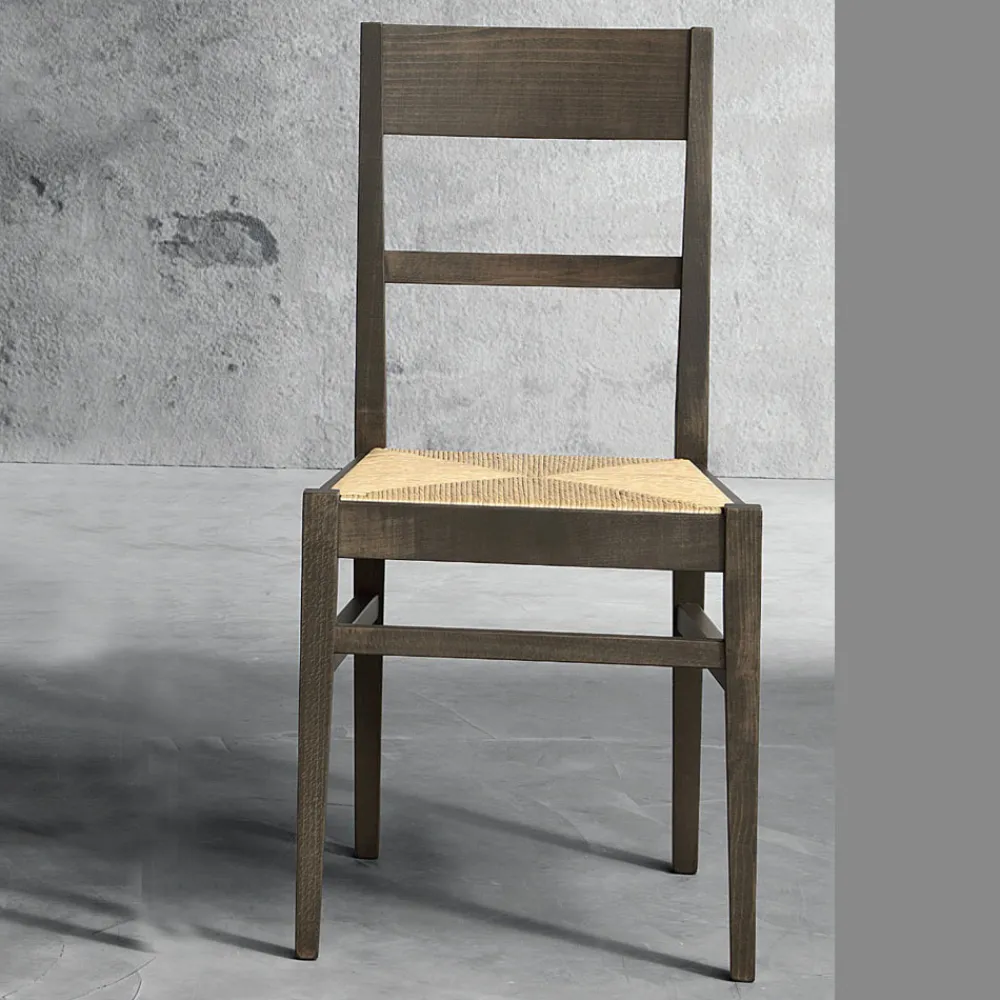 Viadurini Living Klassische Stühle-Küchenstuhl aus Buchenholz und Sitz aus Stroh italienisches Design - Davina