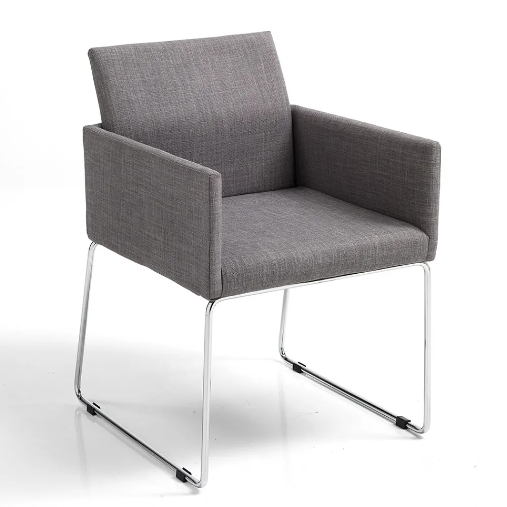 Viadurini Living Moderne Stühle-Küchenstuhl aus grauem Stoff mit Metallgestell 2 Stück - Shutter