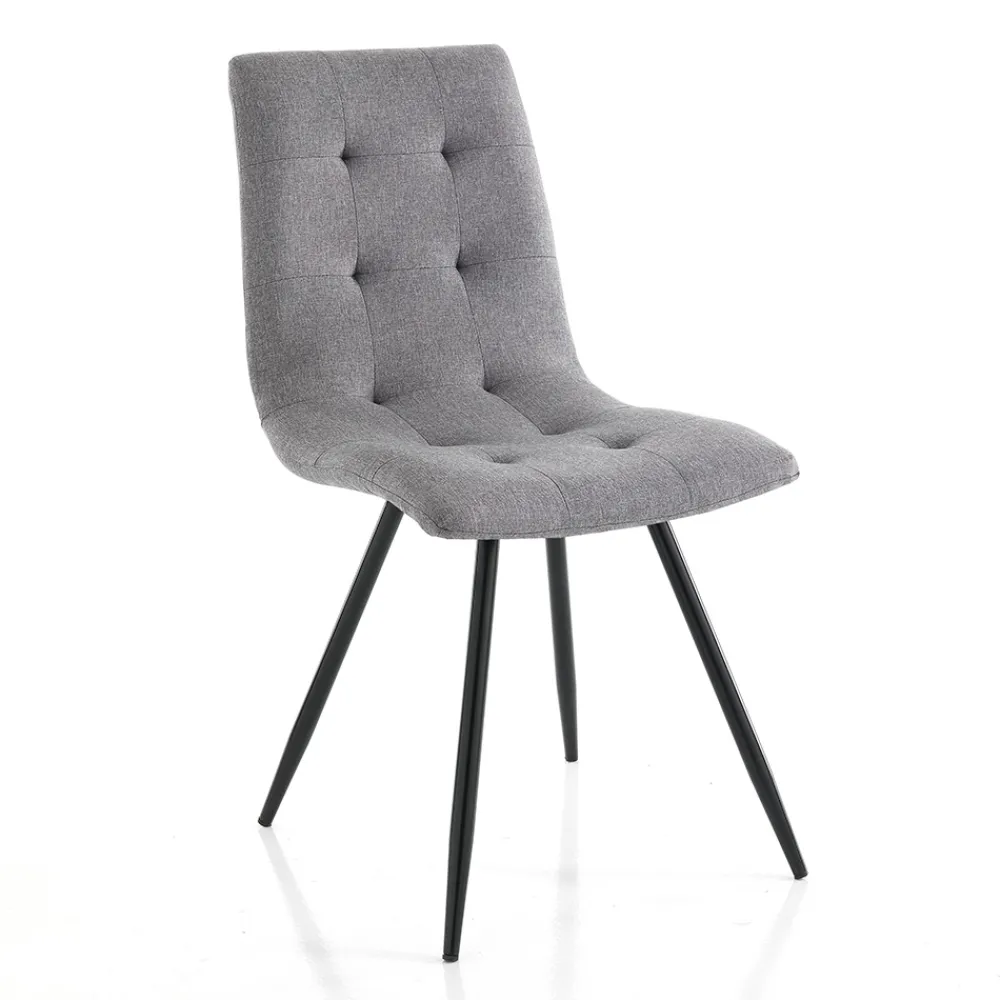 Viadurini Living Moderne Stühle-Küchenstuhl aus grauem Stoff und mattschwarzem Metall 2-teilig - Scirocco