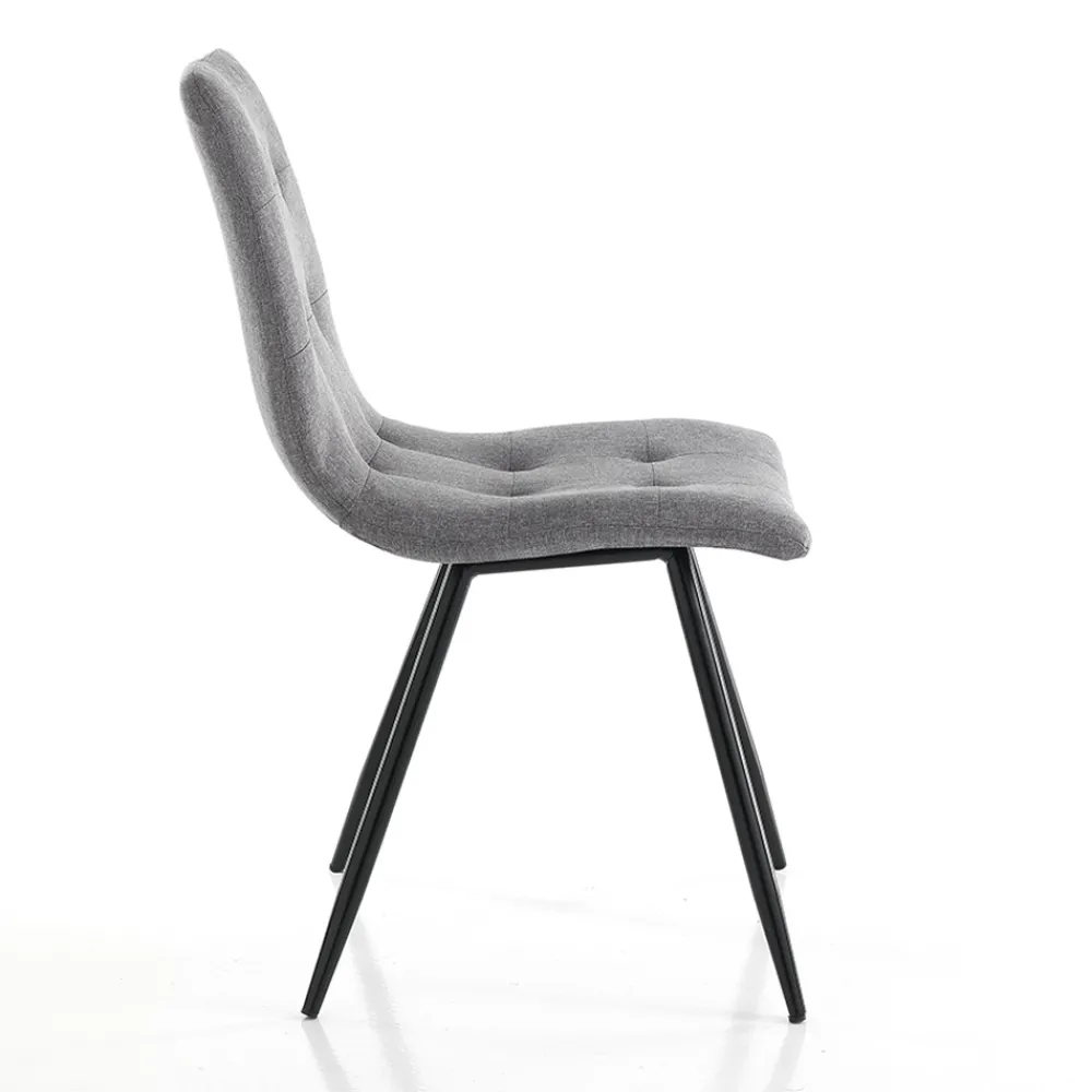 Viadurini Living Moderne Stühle-Küchenstuhl aus grauem Stoff und mattschwarzem Metall 2-teilig - Scirocco