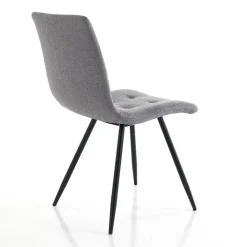 Viadurini Living Moderne Stühle-Küchenstuhl aus grauem Stoff und mattschwarzem Metall 2-teilig - Scirocco