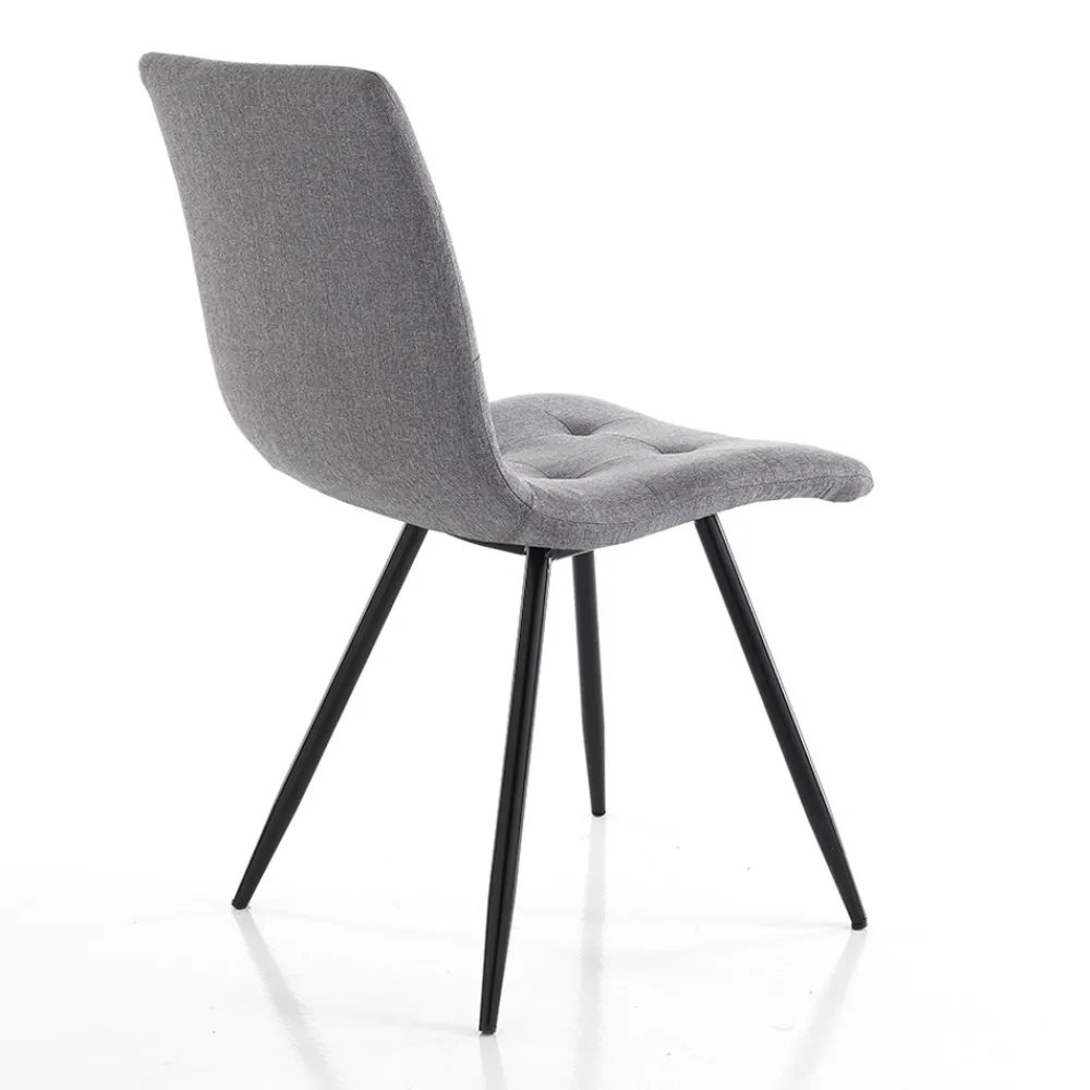 Viadurini Living Moderne Stühle-Küchenstuhl aus grauem Stoff und mattschwarzem Metall 2-teilig - Scirocco